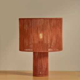 Sirana Large Burnt Orange Jute Table Lamp - thumbnail 2