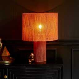 Sirana Large Burnt Orange Jute Table Lamp - thumbnail 4