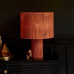 Sirana Large Burnt Orange Jute Table Lamp - thumbnail 3