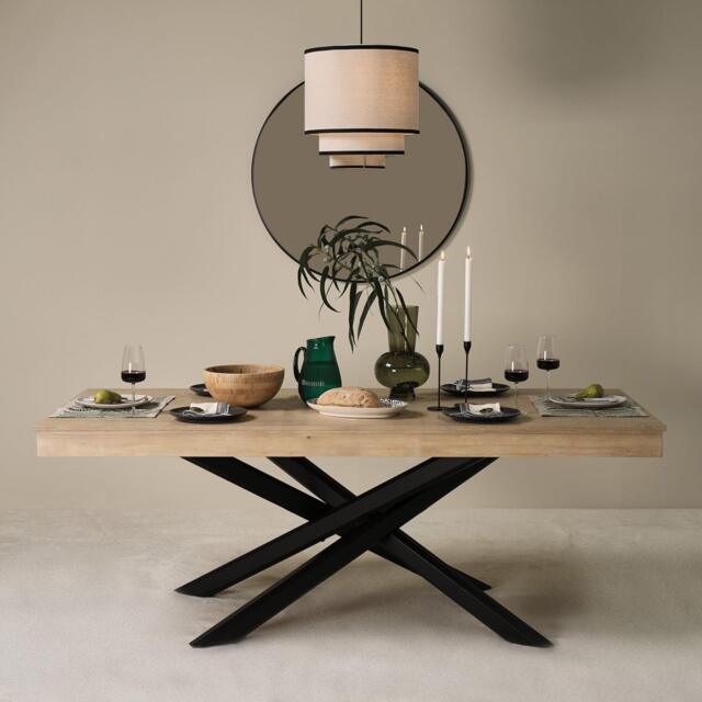 Amelia Whitewash Wood Dining Table - Non Extendable - Black Legs - image 1