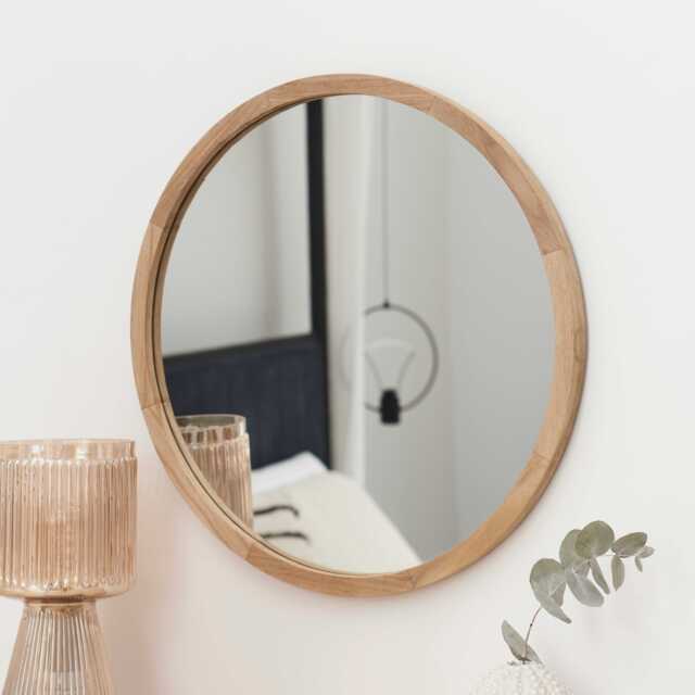 Marbury 50cm Round Wooden Mirror - Natural - image 1