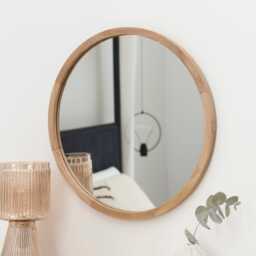 Marbury 50cm Round Wooden Mirror - Natural