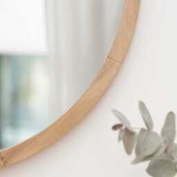 Marbury 50cm Round Wooden Mirror - Natural - thumbnail 3