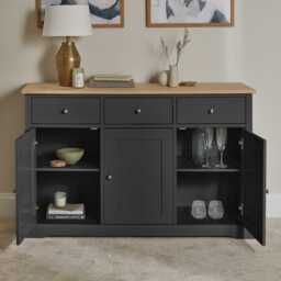 Chatsworth 3 Door Large Sideboard - Slate Grey - thumbnail 6