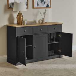 Chatsworth 3 Door Large Sideboard - Slate Grey - thumbnail 5