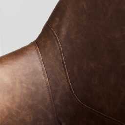 Reagan Saddle Brown Vegan Leather Carver Chairs  - Set of 2 - Black Metal Legs - thumbnail 5