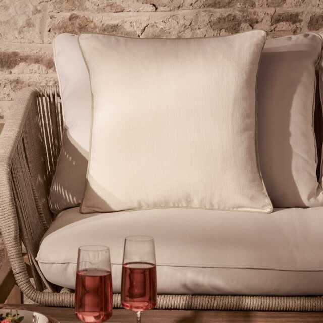 Camber 45x45cm Outdoor Scatter Cushion Cover - Off White with Sage Green Piping - image 1