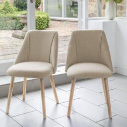Amelia Whitewash Dining Table Set - 6 Seater - Freya Sand Dining Chairs - Whitewash Oak Legs - thumbnail 2