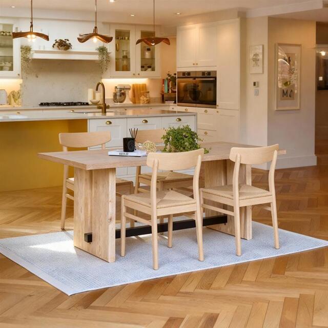 Priya Whitewash Dining Table Set - 4 Seater -  Faye Whitewash Oak Dining Chairs - image 1