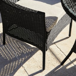 Kemble 4 Seater Rattan Round Garden Dining Table & Chair Set - Black - thumbnail 4