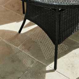 Kemble 4 Seater Rattan Round Garden Dining Table & Chair Set - Black - thumbnail 5
