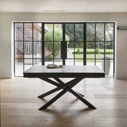Amelia Black Extendable Dining Table Set - 6 Seater - Freya Fern Green Dining Chairs - Black Legs - thumbnail 6