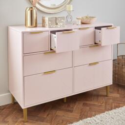 Gloria 8 Drawer Chest of Drawers - Blush Pink & Brass Effect - thumbnail 3