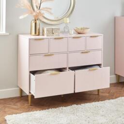 Gloria 8 Drawer Chest of Drawers - Blush Pink & Brass Effect - thumbnail 2
