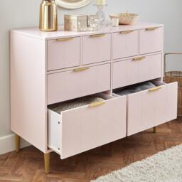 Gloria 8 Drawer Chest of Drawers - Blush Pink & Brass Effect - thumbnail 4