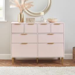 Gloria 8 Drawer Chest of Drawers - Blush Pink & Brass Effect - thumbnail 1