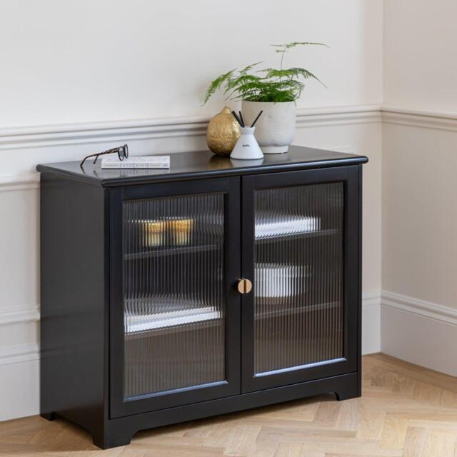 Lua 2 Door Small Sideboard - Noir Black with Glass Door - image 1