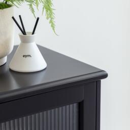 Lua 2 Door Small Sideboard - Noir Black with Glass Door - thumbnail 4