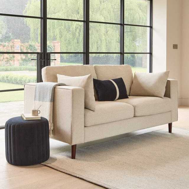 Emily 2 Seater Sofa - Sand with Pale Oak Legs - image 1
