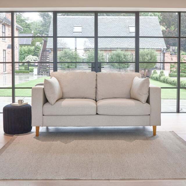 Emily 2 Seater Sofa - Sand with Pale Oak Legs - image 1