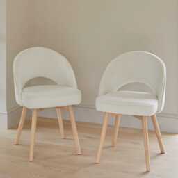 Carter Whitewash Rectangular Dining Table with 6 Marilyn Boucle Dining Chairs with Whitewash Legs - thumbnail 2