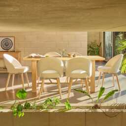 Carter Whitewash Rectangular Dining Table with 6 Marilyn Boucle Dining Chairs with Whitewash Legs - thumbnail 4