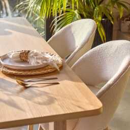 Carter Whitewash Rectangular Dining Table with 6 Marilyn Boucle Dining Chairs with Whitewash Legs - thumbnail 5