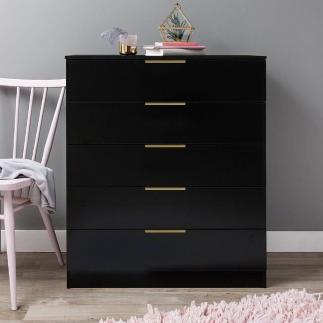 Essie 5 Drawer Tall Chest of Drawers - Black - image 1