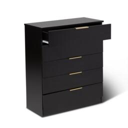 Essie 5 Drawer Tall Chest of Drawers - Black - thumbnail 2