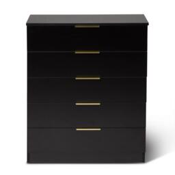 Essie 5 Drawer Tall Chest of Drawers - Black - thumbnail 4