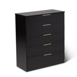 Essie 5 Drawer Tall Chest of Drawers - Black - thumbnail 6