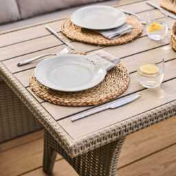 Aston 9 Seater Rattan Garden Corner Dining Set - Light Grey with Polywood Top - thumbnail 5