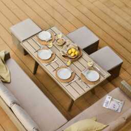 Aston 9 Seater Rattan Garden Corner Dining Set - Light Grey with Polywood Top - thumbnail 2