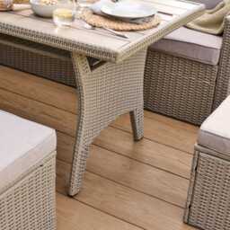 Aston 9 Seater Rattan Garden Corner Dining Set - Light Grey with Polywood Top - thumbnail 6