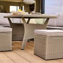 Aston 9 Seater Rattan Garden Corner Dining Set - Light Grey with Polywood Top - thumbnail 3
