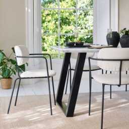 Atlas 160cm White Marble Veneer Dining Table Set - 6 Seater - Luca Dining Chairs - Light Beige - thumbnail 6