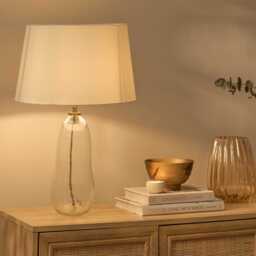 Breamore Clear Glass Wide Table Lamp Base - 30cm - thumbnail 1