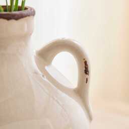 Corsino 16cm Ceramic Vase - Handle - Off White - thumbnail 4