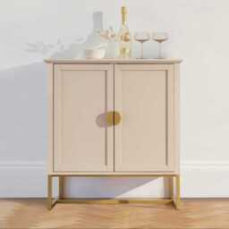 Ines 2 Door Sideboard - Taupe & Gold legs