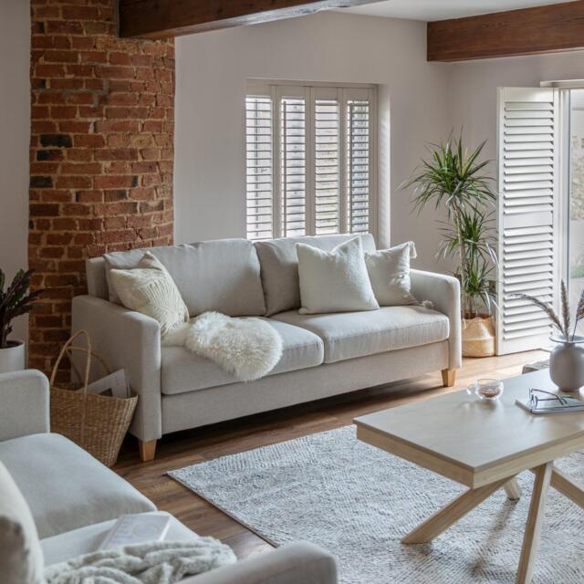 Ava 3 Seater Sofa - Sand with Pale Oak Legs - image 1