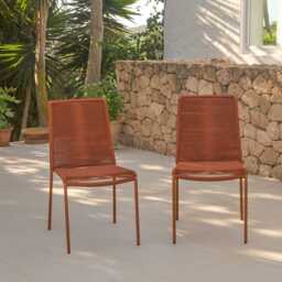 Ryder Burnt Orange Rope Garden Chairs - Set of 2 - thumbnail 1