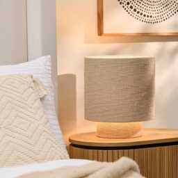 Chattendon Driftwood Slub Linen Effect Table Lamp - 32cm - thumbnail 1