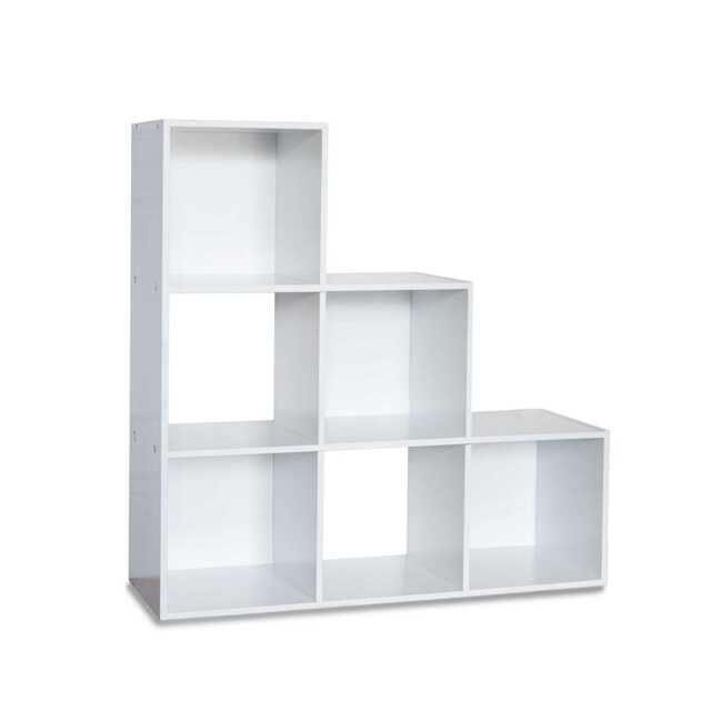 Cara 6 Cube Bookcase Ladder Storage Unit - Chalk White - image 1