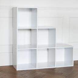 Cara 6 Cube Bookcase Ladder Storage Unit - Chalk White - thumbnail 2