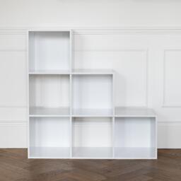 Cara 6 Cube Bookcase Ladder Storage Unit - Chalk White - thumbnail 3