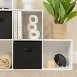 Cara 12 Cube Bookcase Ladder Storage Unit - Chalk White - Two 6 Cube Units - Black Basket - thumbnail 4