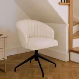 Arabella Office Swivel Chair - Light Beige Boucle with Black Legs - thumbnail 1