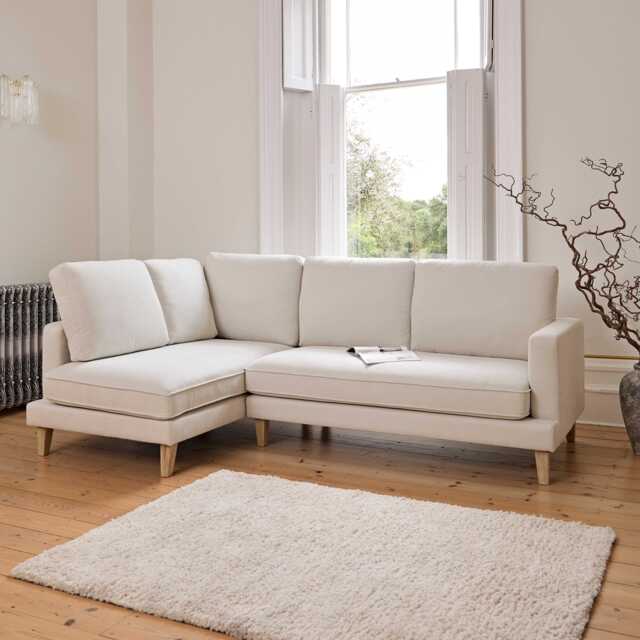 Gillian 3 Seater Large Corner Sofa - Ivory with Whitewash Legs - image 1