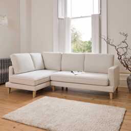 Gillian 3 Seater Large Corner Sofa - Ivory with Whitewash Legs