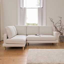 Gillian 3 Seater Large Corner Sofa - Ivory with Whitewash Legs - thumbnail 2